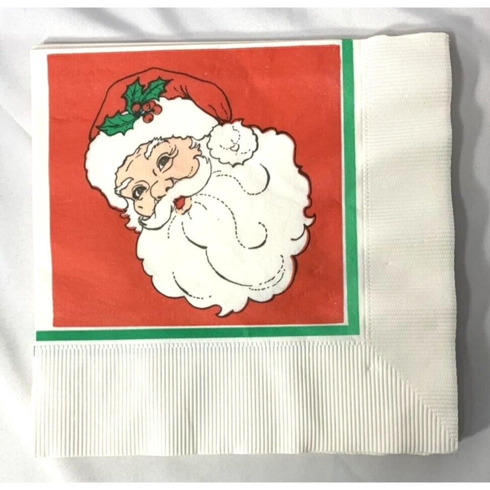 Santa Christmas Napkins Paper‎ -X7 -Vintage Partial pkg. 8" Dinner Size USA made